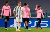 Barcelona's Lionel Messi, right, celebrates after scoring his side's second goal during the Champions League group G soccer match between Juventus and Barcelona at the Allianz stadium in Turin, Italy, Wednesday, Oct. 28, 2020. (AP Photo/Antonio Calanni)