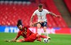 England's Kieran Trippier, right, is challenged by Belgium's Yannick Carrasco during the UEFA Nations League soccer match between England and Belgium at Wembley stadium in London, Sunday, Oct. 11, 2020. (Michael Regan/Pool via AP)
