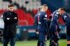 PSG's head coach Mauricio Pochettino stands on the touchline during the French League One soccer match between Paris Saint-Germain and Brest at the Parc des Princes in Paris, Saturday, Jan. 9, 2021. (AP Photo/Francois Mori)
