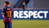 Barcelona's Lionel Messi leaves the pitch after the the Champions League quarterfinal soccer match between Barcelona and Bayern Munich in Lisbon, Portugal, Friday, Aug. 14, 2020. Bayern won the match 8-2. (Rafael Marchante/Pool via AP)