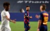 Barcelona's Lionel Messi leaves the pitch after the the Champions League quarterfinal soccer match between Barcelona and Bayern Munich in Lisbon, Portugal, Friday, Aug. 14, 2020. Bayern won the match 8-2. (Rafael Marchante/Pool via AP)