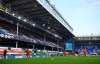 Players in action in front of the empty stands during the English Premier League soccer match between Everton and Liverpool at Goodison Park in Liverpool, England, Sunday, June 21, 2020. (AP photo/Shaun Botterill, Pool)