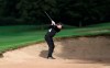 England's Eddie Pepperell hits from a bunker on the 3rd hole during day two of the UK Championship golf tournament at The Belfry, Sutton Coldfield, England, Friday Aug. 28, 2020. (David Davies/PA via AP)