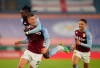 Aston Villa's Ross Barkley, bottom left, celebrates after scoring during the English Premier League soccer match between Leicester City and Aston Villa at the King Power Stadium in Leicester, England, Sunday, Oct. 18, 2020. (Jon Super, Pool via AP)