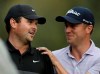 Patrick Reed of the United States, left, is congratulated after winning the WGC-Mexico Championship golf tournament, at the Chapultepec Golf Club in Mexico City, Sunday, Feb. 23, 2020. (AP Photo/Fernando Llano)