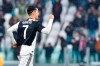 Juventus' Cristiano Ronaldo reacts after scoring the final equalizer during the Italian Serie A soccer match between Juventus and Sassuolo at the Allianz Stadium in Turin, Italy, Sunday, Dec. 1, 2019. (Alessandro Di Marco/ANSA via AP)