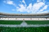The stands are empty ahead of the Serie A soccer match between Torino and Parma, at the Olympic Stadium in Turin, Italy, Saturday, June 20, 2020. Serie A restarts Saturday with matches being played without spectators because of the coronavirus lockdown. (Fabio Ferrari/LaPresse via AP)
