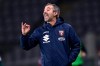 Torino coach Marco Giampaolo gestures during the Italian Serie A soccer match between Torino and Spezia at the Olimpico Grande Torino stadium in Turin, Italy, Saturday, Jan. 16, 2021. (Fabio Ferrari/LaPresse via AP)
