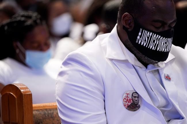 Rodney Floyd attends the funeral service for his brother George Floyd at The Fountain of Praise church Tuesday, June 9, 2020, in Houston. (AP Photo/David J. Phillip, Pool)