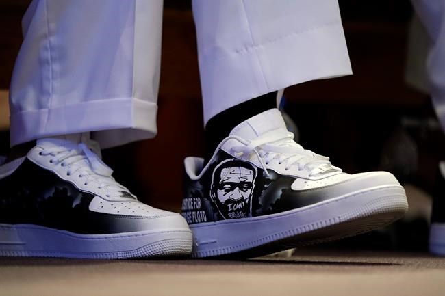 Philonise Floyd, the brother of George Floyd attends the funeral service for Floyd at The Fountain of Praise church Tuesday, June 9, 2020, in Houston. (AP Photo/David J. Phillip, Pool)