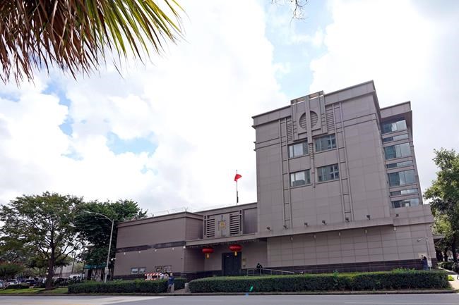 The Chinese Consulate is shown Thursday, July 23, 2020, in Houston. China says “malicious slander