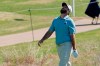 Dustin Johnson reacts after his third shot on the 11th hole during a second round match at the Dell Technologies Match Play Championship golf tournament Thursday, March 25, 2021, in Austin, Texas. (AP Photo/David J. Phillip)