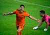 Houston Dynamo FC midfielder Memo Rodriguez (8) celebrates after scoring a goal against the San Jose Earthquakes during the first half of an MLS soccer game at BBVA Stadium on Friday, April 16, 2021, in Houston. (Godofredo A. Vásquez/Houston Chronicle via AP)