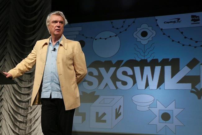 FILE - In this March 13, 2019 file photo, David Byrne takes part in the