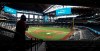 In this photo made Thursday, July 23, 2020, a deck view is seen during a tour of the new Texas Rangers home baseball stadium Globe Life Field in Arlington, Texas. The Texas Rangers' new stadium isn't retro and designers wanted the first next-generation ballpark. There is the full-panel retractable roof, the split seating levels offering full views of the ballpark with plenty of natural light. (AP Photo/LM Otero)