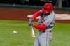 Los Angeles Angels' Jared Walsh connects for a three-run home run in the first inning of a baseball game against the Texas Rangers in Arlington, Texas, Thursday, Sept. 10, 2020. The home run also scored Anthony Rendon and Mike Trout. (AP Photo/Tony Gutierrez)