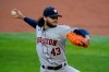 Houston Astros starting pitcher Lance McCullers Jr. throws to the Texas Rangers in the first inning of a baseball game in Arlington, Texas, Saturday, Sept. 26, 2020. (AP Photo/Tony Gutierrez)