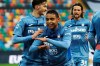 Atalanta's Luis Muriel celebrates after scoring his side's first goal during the Serie A soccer match between Udinese and Atalanta at the Dacia Arena Stadium in Udine, Italy, Wednesday, Jan. 20, 2021. (Andrea Bressanutti/LaPresse via AP)