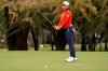 Hinako Shibuno, of Japan, watches as the ball stops short on her birdie attempt on the 18th green during the second round of the U.S. Women's Open golf tournament in Houston, Friday, Dec. 11, 2020. (AP Photo/Eric Gay)