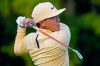 John Pak, of the United States, plays his shot from the third tee during the second round of the US Open Golf Championship, Friday, Sept. 18, 2020, in Mamaroneck, N.Y. (AP Photo/John Minchillo)