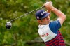 Gary Woodland, of the United States, plays his shot from the second tee during the first round of the US Open Golf Championship, Thursday, Sept. 17, 2020, in Mamaroneck, N.Y. (AP Photo/John Minchillo)