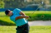 Patrick Reed, of the United States, plays a shot off the second fairway during the second round of the US Open Golf Championship, Friday, Sept. 18, 2020, in Mamaroneck, N.Y. (AP Photo/John Minchillo)