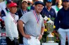 Bryson DeChambeau, of the United States, speaks after winning US Open Golf Championship, Sunday, Sept. 20, 2020, in Mamaroneck, N.Y. (AP Photo/John Minchillo)