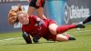 Chicago Red Stars goalkeeper Cassie Miller dives for the ball during the second half of an NWSL Challenge Cup soccer match against the Portland Thorns FC at Zions Bank Stadium on Wednesday, July 1, 2020, IN Herriman, Utah. (AP Photo/Rick Bowmer)