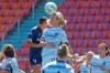 North Carolina Courage forward Lynn Williams (9) and Portland Thorns FC midfielder Lindsey Horan (10) battle for the ball during the first half of an NWSL Challenge Cup soccer match at Zions Bank Stadium, Saturday, June 27, 2020, in Herriman, Utah. (AP Photo/Rick Bowmer)