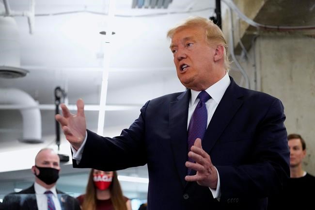 President Donald Trump speaks at the Trump campaign headquarters on Election Day, Tuesday, Nov. 3, 2020, in Arlington, Va. (AP Photo/Alex Brandon)