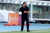 Napoli coach Gennaro Gattuso holds the ball during the Serie A soccer match between Hellas Verona and Napoli at the Marcantonio Bentegodi Stadium in Verona, Italy, Tuesday, June 23, 2020. (Paola Garbuio/LaPresse via AP)