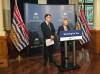 Health Minister Adrian Dix and Provincial Health Officer Dr. Bonnie Henry speak at press conference at the B.C. Legislature in Victoria on Monday, February 24, 2020. THE CANADIAN PRESS/Dirk Meissner