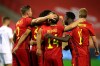 Belgium's Dries Mertens, center, is congratulated by teammates after scoring his sides third goal during the UEFA Nations League soccer match between Belgium and Iceland, at the King Baudouin stadium in Brussels, Tuesday, Sept. 8, 2020. (AP Photo/Francisco Seco)