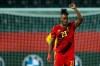 Belgium's Michy Batshuayi jubilates after scoring his sides second goal during an international friendly soccer match between Belgium and Switzerland at the King Power stadium in Leuven, Belgium, Wednesday, Nov. 11, 2020. (AP Photo/Francisco Seco)