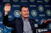 Seattle Mariners manager Scott Servais speaks Thursday, Jan. 23, 2020, in Seattle during the Seattle Mariners annual news conference before the start of Spring Training baseball. (AP Photo/Ted S. Warren)