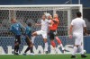 Seattle Sounders goalkeeper Stefan Frei, second from right, grabs the ball next to Sacramento Republic FC defender Dekel Keinan during the first half of a soccer scrimmage Wednesday, Feb. 5, 2020, in Seattle. (AP Photo/Ted S. Warren)