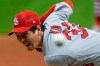 St. Louis Cardinals starting pitcher Kwang Hyun Kim throws during the first inning of the first game of a baseball doubleheader against the Milwaukee Brewers Monday, Sept. 14, 2020, in Milwaukee. (AP Photo/Morry Gash)