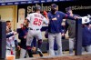 Minnesota Twins' Byron Buxton celebrates after hitting a home run during the fifth inning of a baseball game against the Milwaukee Brewers Wednesday, Aug. 12, 2020, in Milwaukee. (AP Photo/Morry Gash)