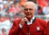 FILE - In this file photo dated Saturday, May 20, 2017, Bayern legend Franz Beckenbauer stands on the pitch prior to the German first division Bundesliga soccer match against SC Freiburg in Munich, Germany. Beckenbauer and other German officials who helped organize the 2006 World Cup were subject to a FIFA ethics investigation opened in 2016, but ethics judges have closed the investigation Thursday Feb. 25, 2021, because a statute of limitations expired. (AP Photo/Matthias Schrader, FILE)