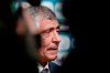 FILE - In this file photo dated Saturday, Nov. 30, 2019, Portugal coach Fernando Santos talks to journalists after the draw for the UEFA Euro 2020 soccer tournament finals in Bucharest, Romania. Coach Fernando Santos will remain in charge of Portugal national soccer team until the 2024 European Championship, the Portuguese soccer federation said Tuesday June 16, 2020. (AP Photo/Petr David Josek, FILE)