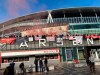 Fans protest against Arsenal owner Stan Kroenke before the English Premier League soccer match against Everton at the Emirates Stadium in London, Friday April 23, 2021. The fans want owner Stan Kroenke to leave the club over its bid to join the failed Super League. (AP Photo / Frank Giffiths)