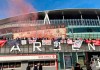 Fans protest against Arsenal owner Stan Kroenke before their English Premier League soccer match against Everton, outside the Emirates Stadium in London, Friday April 23, 2021. The fans want owner Stan Kroenke to leave the club over its bid to join the failed Super League. (AP Photo / Frank Giffiths)