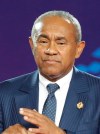 FILE - In this file photo dated Friday, July 19, 2019, Confederation of African Football president Ahmad Ahmad of Madagascar at the Cairo International stadium in Cairo, Egypt. Ahmad Ahmad has tested positive for the coronavirus Friday Oct. 30, 2020, and has begun self-isolating at a hotel in Cairo on Friday. (AP Photo/Hassan Ammar)