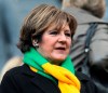 FILE - In this file photo dated Sunday, March 18, 2012, Norwich City's Delia Smith looks on ahead of English Premier League soccer match against Newcastle United at the Sports Direct Arena, Newcastle, England. The club under its TV chef owner Delia Smith will return to the English Premier League, assured of promotion with five games to spare on Saturday April 17, 2021.(AP Photo/Scott Heppell, FILE)
