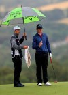 Italy's Renato Paratore on day two of the British Masters golf tournament at Close House Golf Club near Newcastle, England, Thursday July 23, 2020. The European Tour resumed after its pandemic-induced shutdown, with social distancing among the special measures for the British Masters. (Mike Egerton/PA via AP)