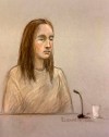 Court artist sketch by Elizabeth Cook, depicting Lucy Letby appearing via video link at court in Warrington, England, Thursday Nov. 12, 2020, charged with the murder of eight babies and the attempted murder of 10 others. Letby was arrested on Tuesday following an investigation into deaths at the neonatal unit of the Countess of Chester Hospital, south of Liverpool, and was remanded in custody after appearing via videolink during a brief 10-minute court hearing. (Elizabeth Cook/PA via AP)