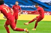 Portugal's Christiano Ronaldo shoots a free-kick to score against Sweden during their UEFA Nations League Group stage soccer match at Friends Arena in Stockholm, Sweden, Tuesday Sept. 8, 2020. (Claudio Bresciani / TT via AP)