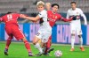FC Midtjyllands Gustav Isaksen (45), centre, breaks away from Liverpool during their Champions League Group D soccer match at MCH Arena in Herning, Denmark, Wednesday Dec. 9, 2020. (Bo Amstrup/Scanpix via AP)