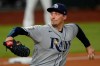 Tampa Bay Rays starting pitcher Blake Snell throws against the Los Angeles Dodgers during the first inning in Game 2 of the baseball World Series Wednesday, Oct. 21, 2020, in Arlington, Texas. (AP Photo/Eric Gay)