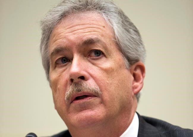 FILE - In this Dec. 12, 2012 file photo, then Deputy Secretary of State William Burns, who is in charge of policy, testifies during a House Foreign Affairs Committee hearing in Washington. President-elect Joe Biden has chosen veteran diplomat William Burns to be his CIA director. Biden made the announcement on Monday. A former ambassador to Russia and Jordan, Burns rose through the ranks of the State Department to become deputy secretary before retiring to run the Carnegie Endowment of International Peace in 2014. (AP Photo/ Evan Vucci)